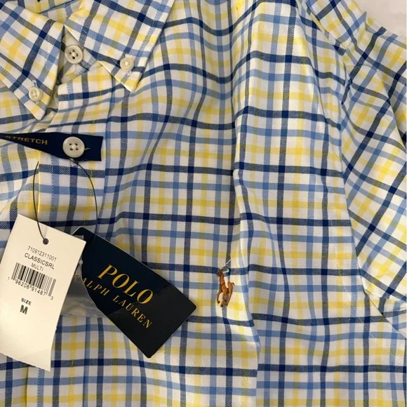 Ralph Lauren Men's Checkered Shirt in Blue and Yellow - Picture 5 of 5